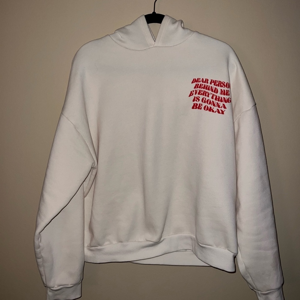 Edikted Cream Hoodie with Red Text - Picture 3 of 5